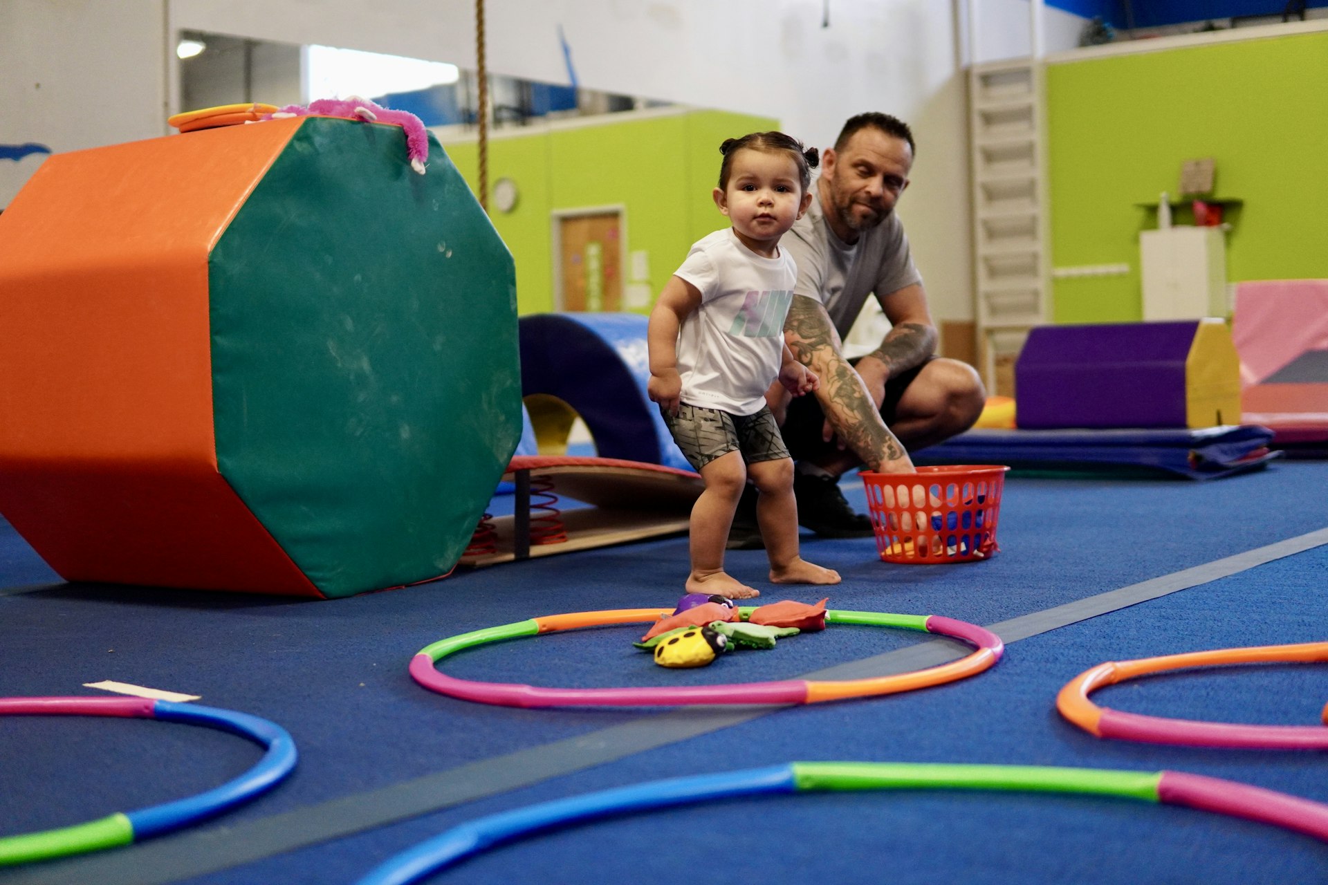 Toddler in a parent-child movement and music class